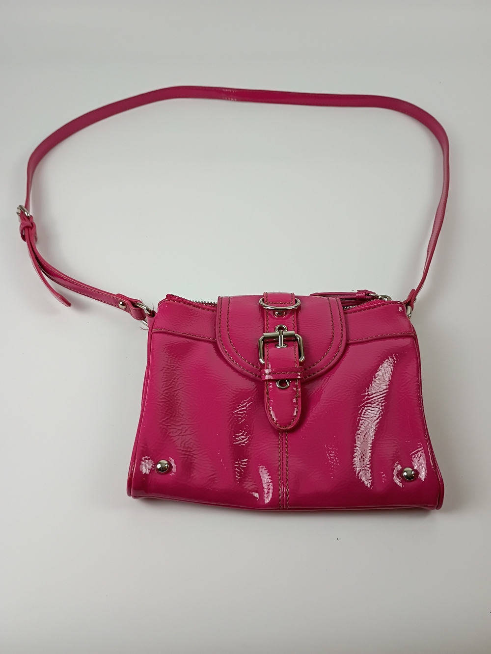 Nine West Hot Pink Patent Crossbody Bag with Buckle